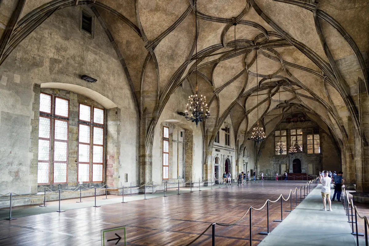 Vladislav Hall's ornate interior at Prague Castle