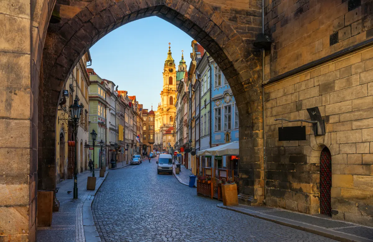 Daylight view of street in Lesser Town, Prague