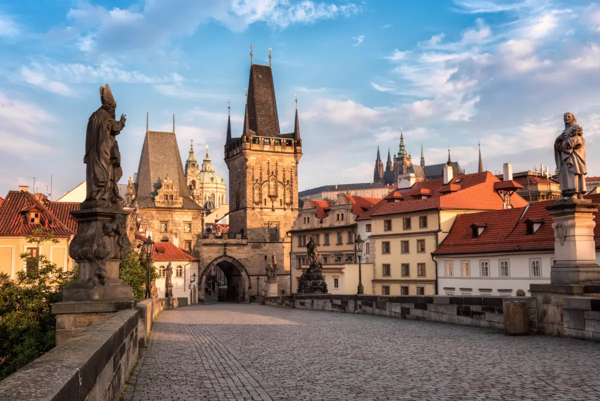 Charles Bridge, Prague on a sunny morning