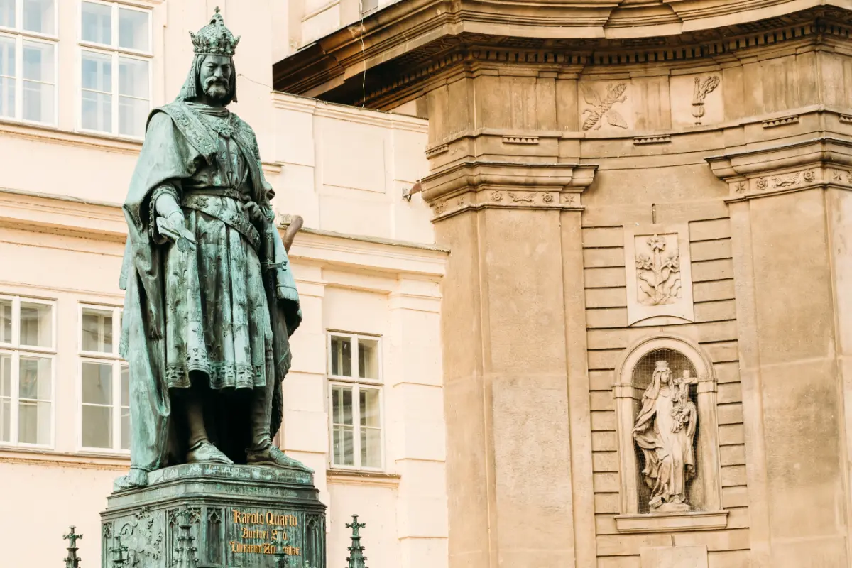 Bronze Statue of Czech King Charles IV on Charles Bridge, Prague