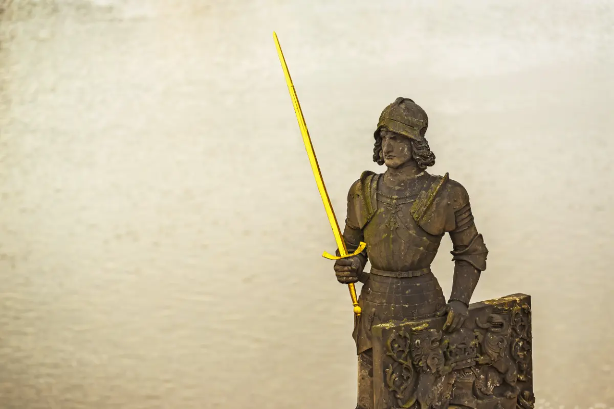 Sculpture of Knight Brunswick (Bruncvik) with Golden Sword, Charles Bridge